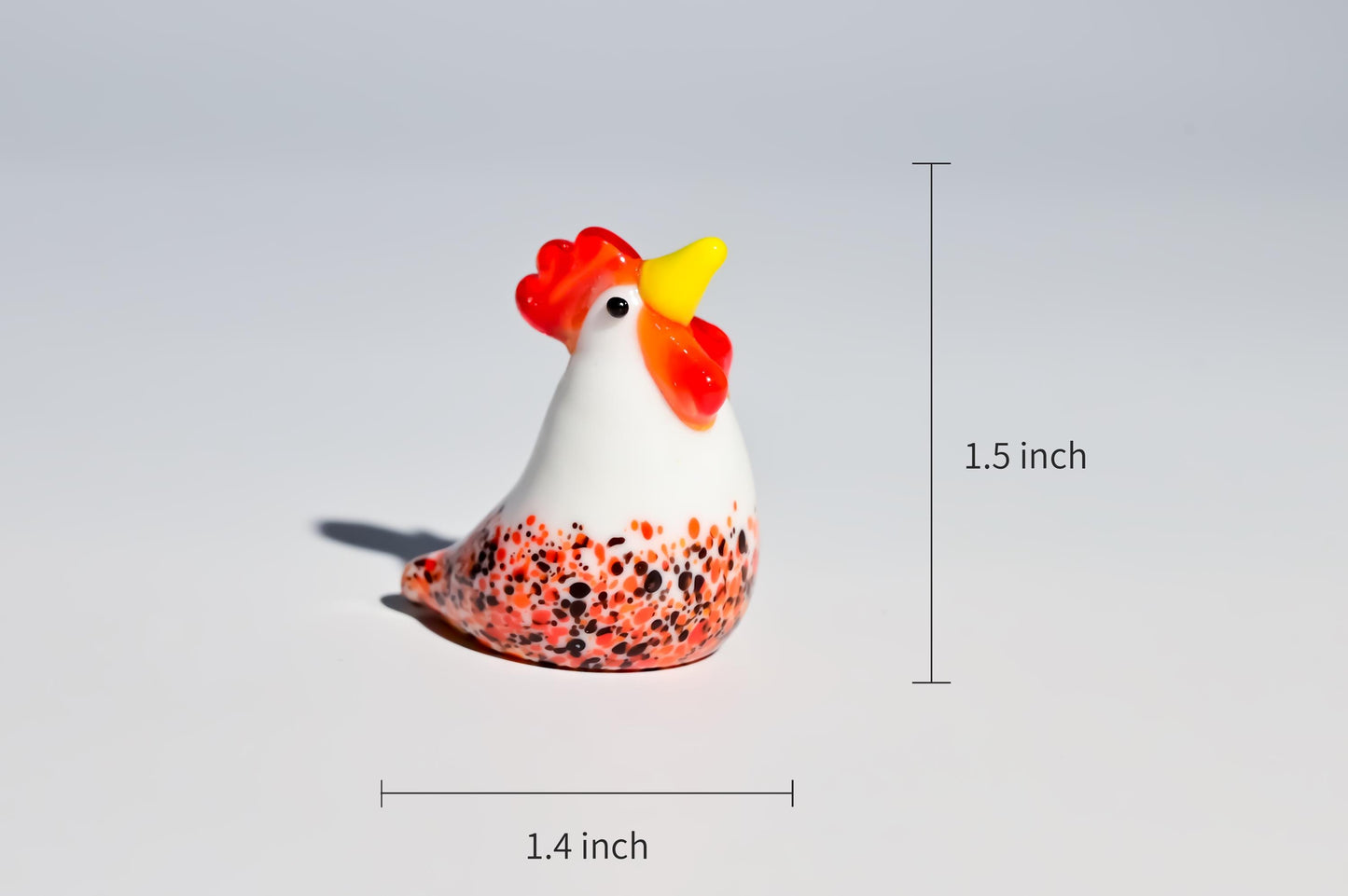 Handmade Glass Rooster Figurine, Mini Glass Chicken, Cute Desk Decor, Glass Animal Sculpture, Small Home Decoration,  Christmas Gift Idea