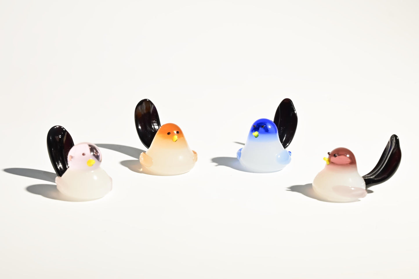 Handmade Glass Bird Figurine, Mini Glass Bird, Cute Desk Decor, Glass Animal Sculpture, Small Home Decoration,  Christmas Gift Idea