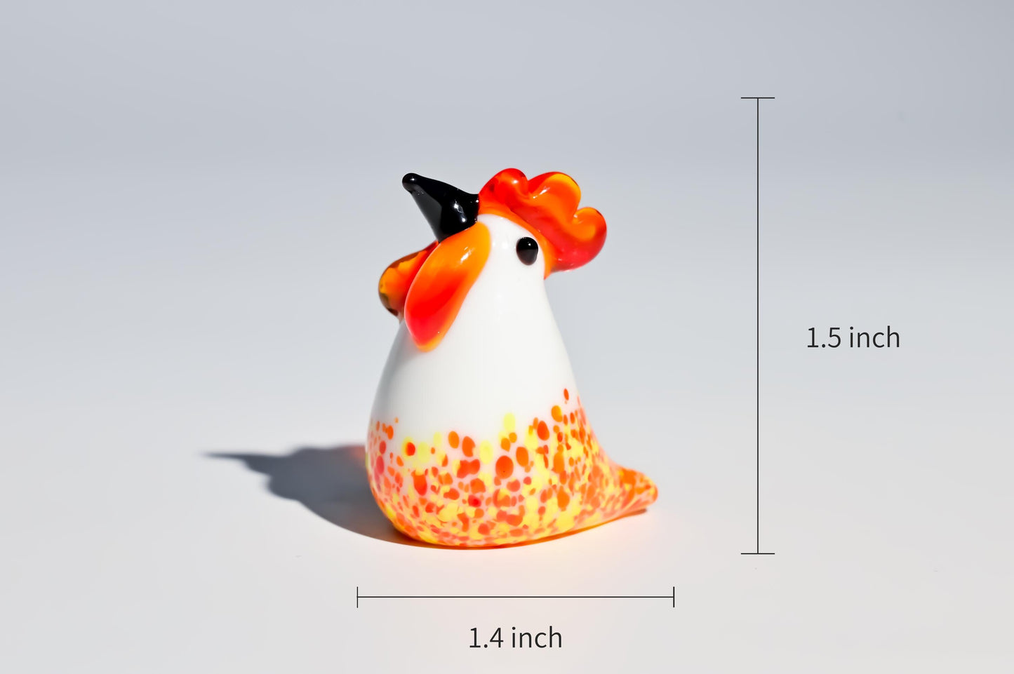 Handmade Glass Rooster Figurine, Mini Glass Chicken, Cute Desk Decor, Glass Animal Sculpture, Small Home Decoration,  Christmas Gift Idea