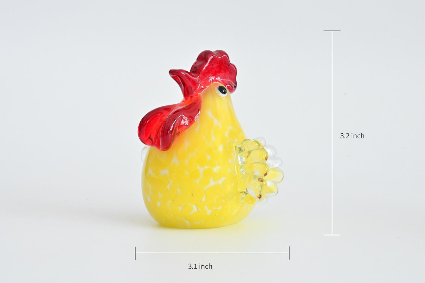 Handmade Glass Rooster Figurine, Mini Glass Chicken, Cute Desk Decor, Glass Animal Sculpture, Small Home Decoration,  Christmas Gift Idea