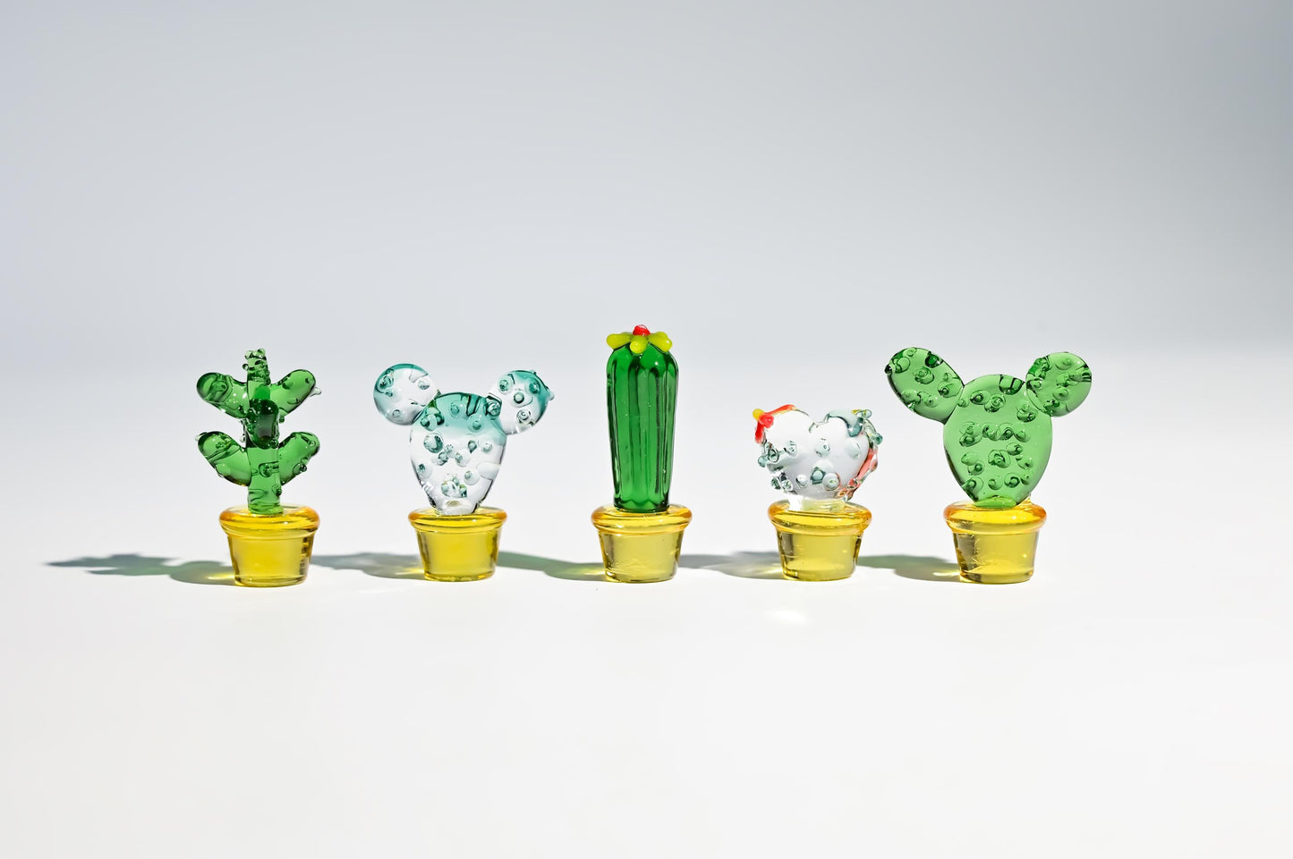 Mini Glass Cactus, Handmade Glass Succulent, Glass Desk Decor, Cute Potted Plant, Unique Home Decoration, Gift for Mom, Gift for Plant Lover