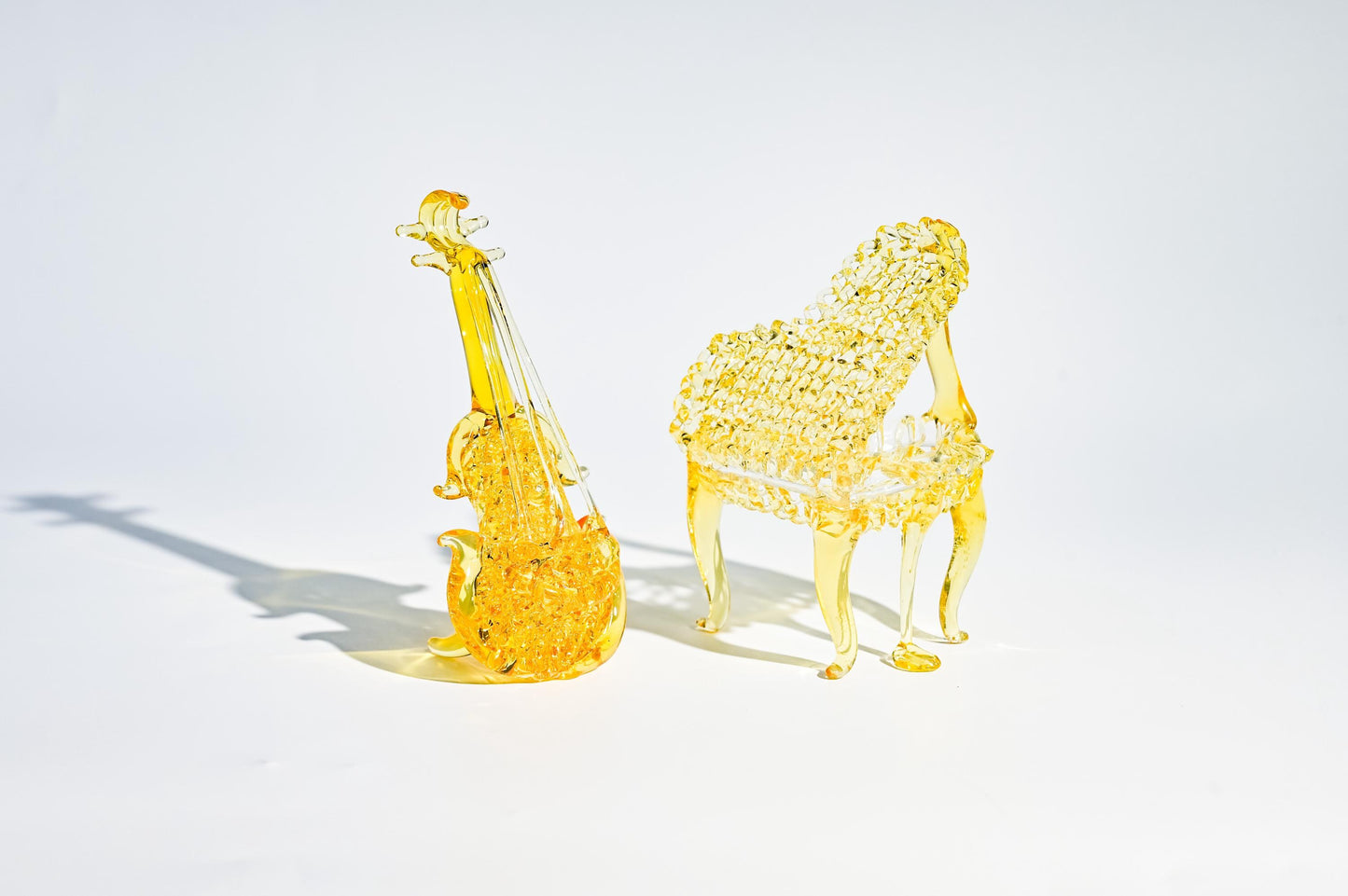 Hand-Blown Glass Piano & Violin Figurines | Mini Music Room Decor | Musician Gift | Desk Shelf Ornament | Handmade Glass Art| Christmas Gift