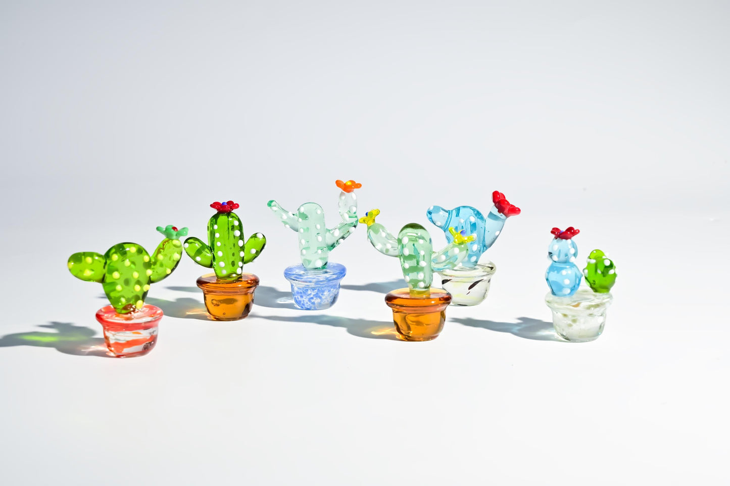 Mini Glass Cactus, Handmade Glass Succulent, Glass Desk Decor, Cute Potted Plant, Unique Home Decoration, Gift for Mom, Gift for Plant Lover
