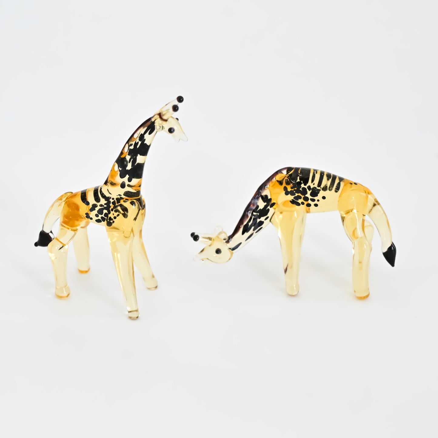 Handmade Glass Giraffe Figurine | Blown Glass Giraffe Sculpture | Mini Glass Animal Decor | Cute Desk Ornament | Unique Handmade Gift