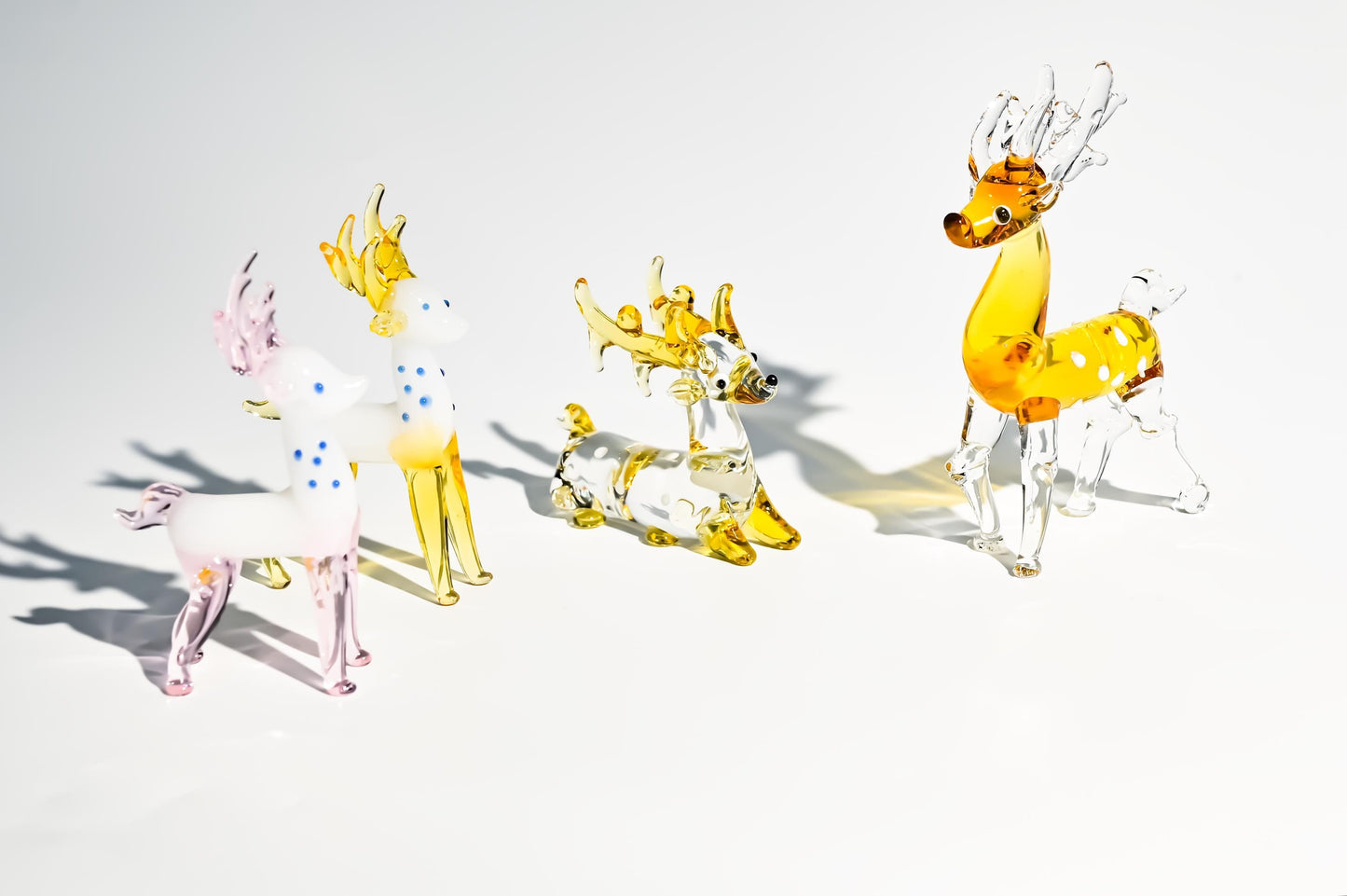 Handmade Glass Deer Figurine | Blown Glass Fawn Sculpture | Mini Glass Animal Decor | Cute Desk Ornament | Unique Handmade Gift