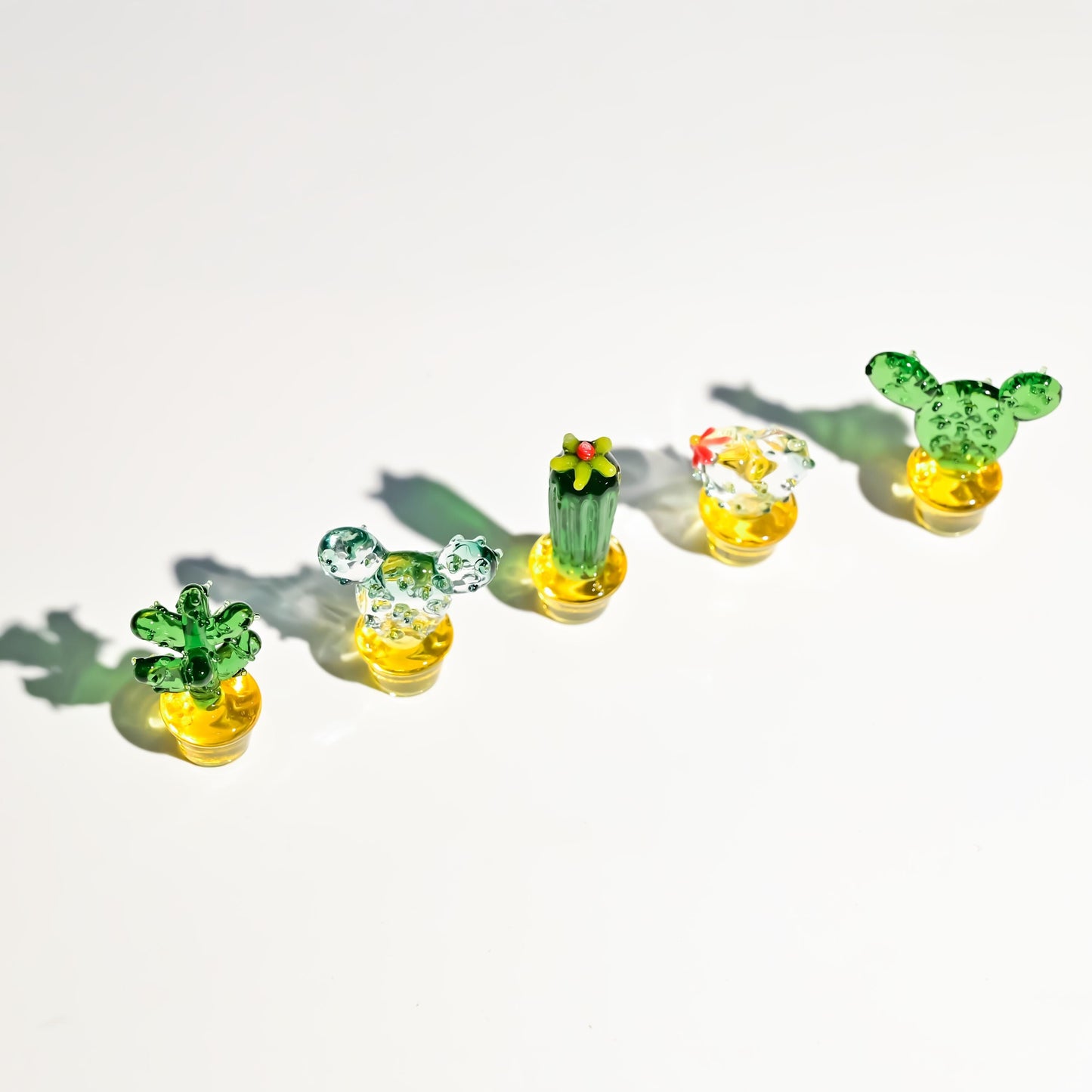 Mini Glass Cactus, Handmade Glass Succulent, Glass Desk Decor, Cute Potted Plant, Unique Home Decoration, Gift for Mom, Gift for Plant Lover