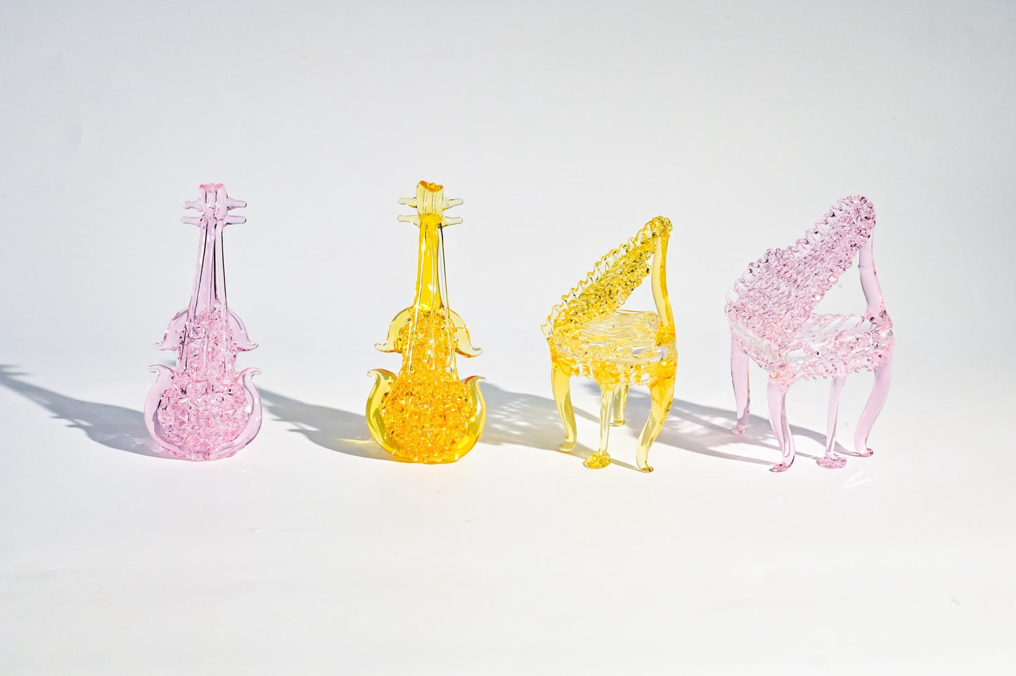 Hand-Blown Glass Piano & Violin Figurines | Mini Music Room Decor | Musician Gift | Desk Shelf Ornament | Handmade Glass Art| Christmas Gift