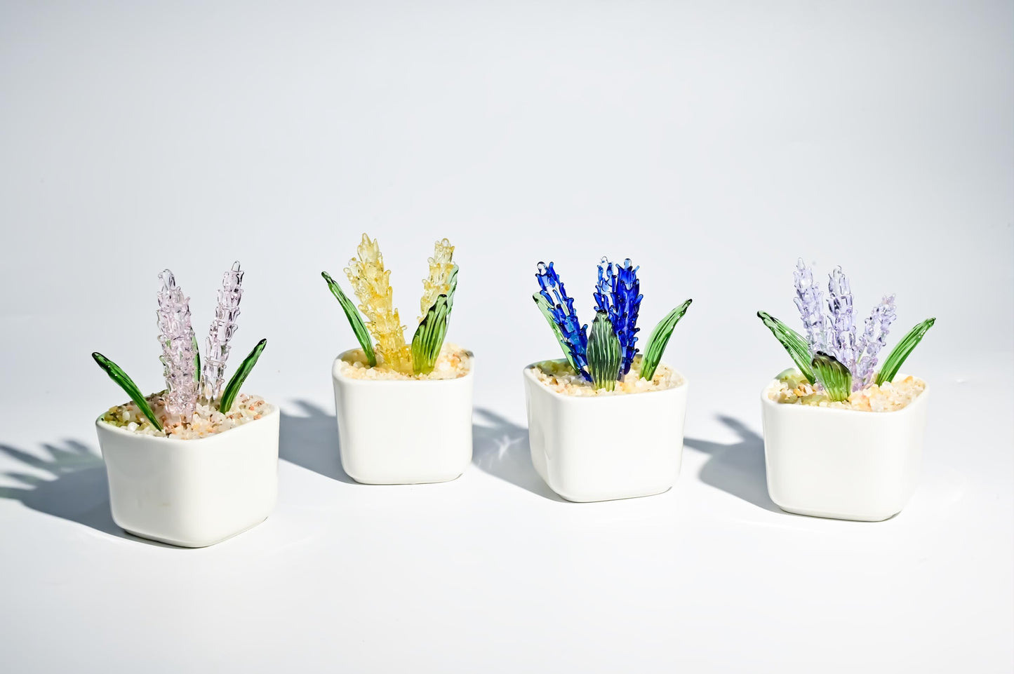 Handmade Glass Plant in Pot, Mini Glass Plant Figurine, Cute Desk Decor, Stained Glass Home Decoration, Unique Gift