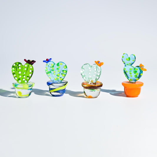 Mini Glass Cactus, Handmade Glass Succulent, Glass Desk Decor, Cute Potted Plant, Unique Home Decoration, Gift for Mom, Gift for Plant Lover