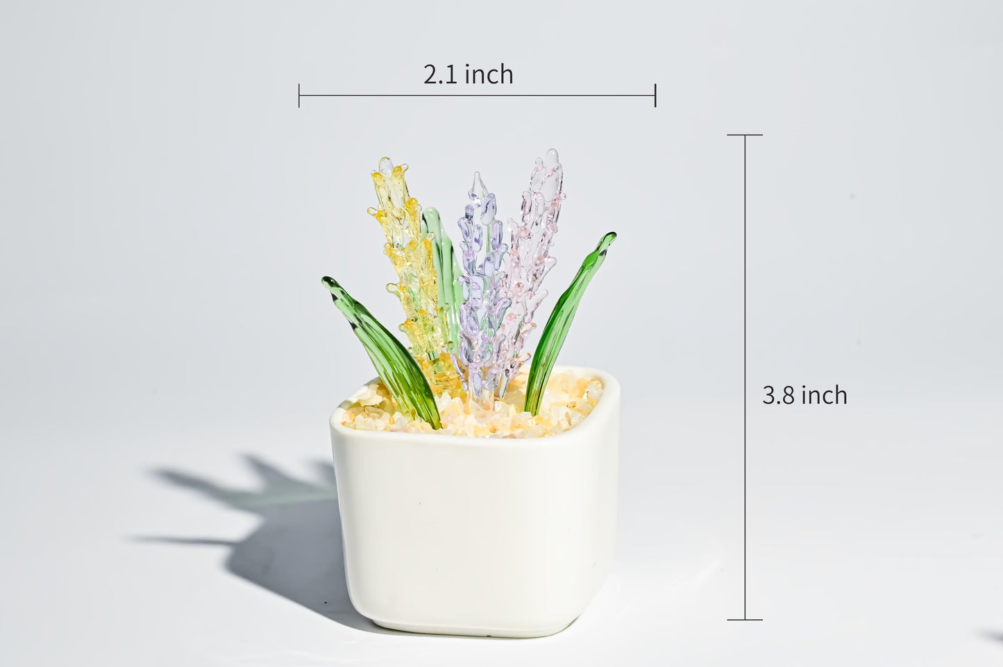 Handmade Glass Plant in Pot, Mini Glass Plant Figurine, Cute Desk Decor, Stained Glass Home Decoration, Unique Gift