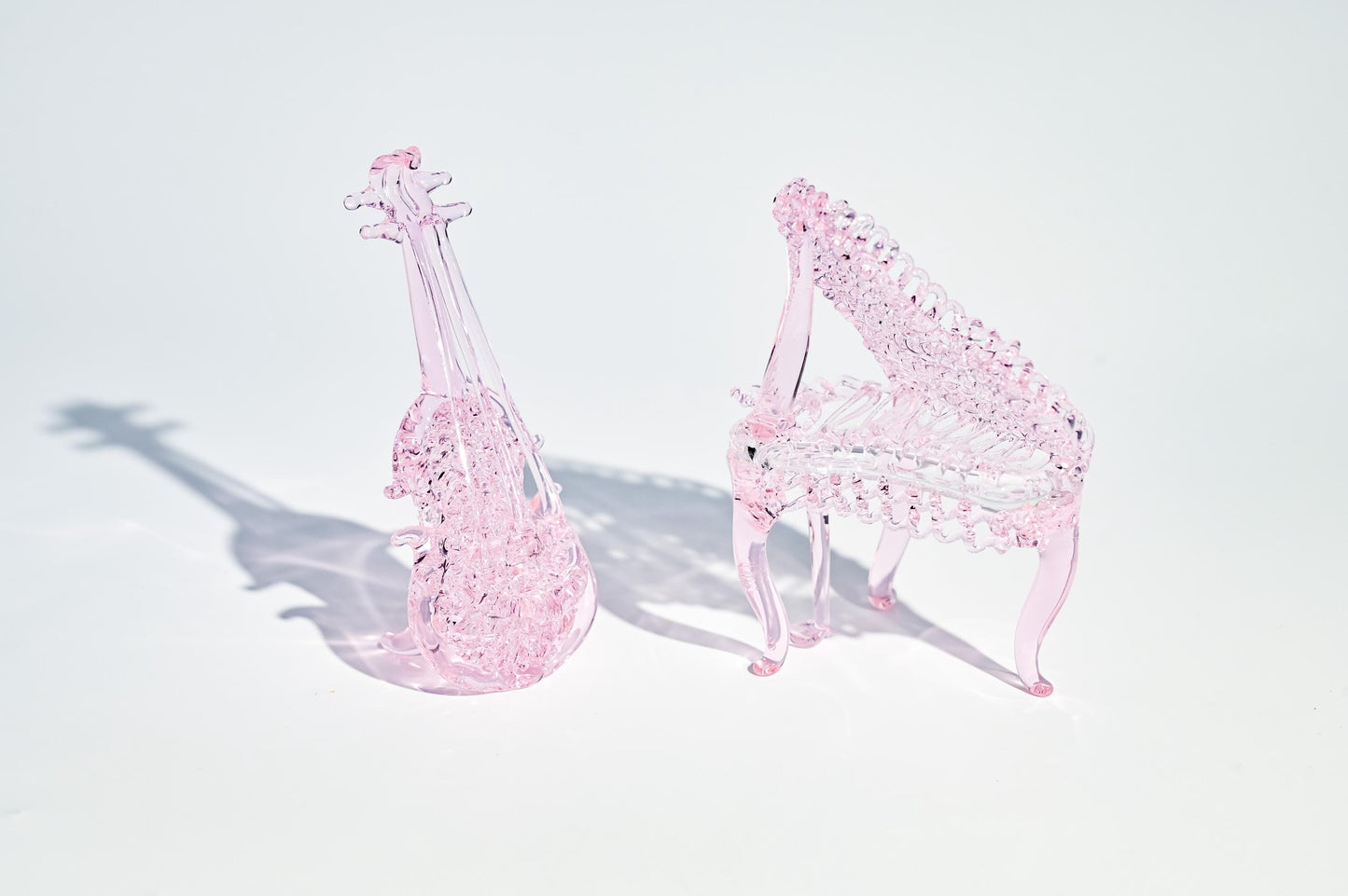 Hand-Blown Glass Piano & Violin Figurines | Mini Music Room Decor | Musician Gift | Desk Shelf Ornament | Handmade Glass Art| Christmas Gift