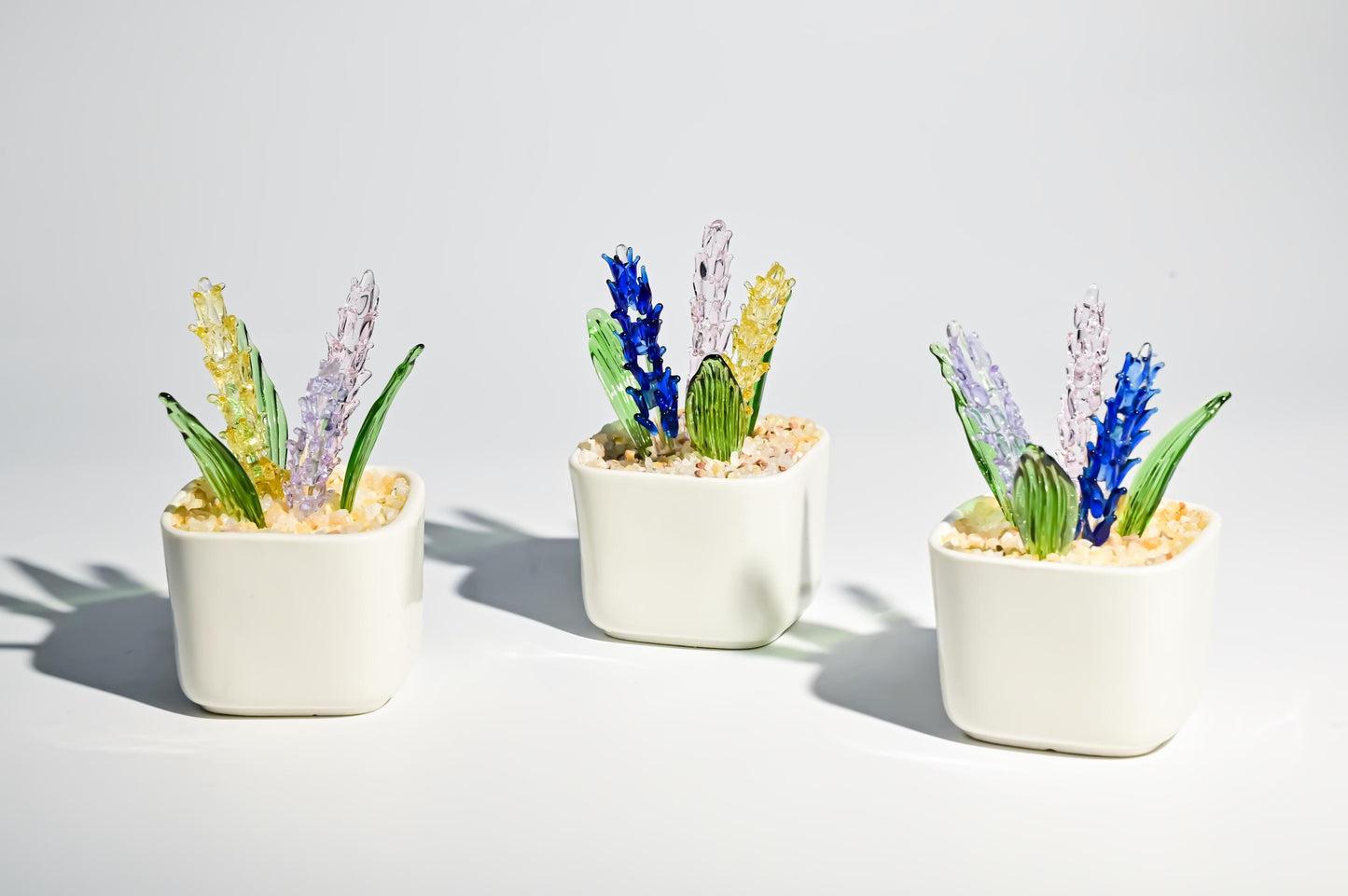 Handmade Glass Plant in Pot, Mini Glass Plant Figurine, Cute Desk Decor, Stained Glass Home Decoration, Unique Gift