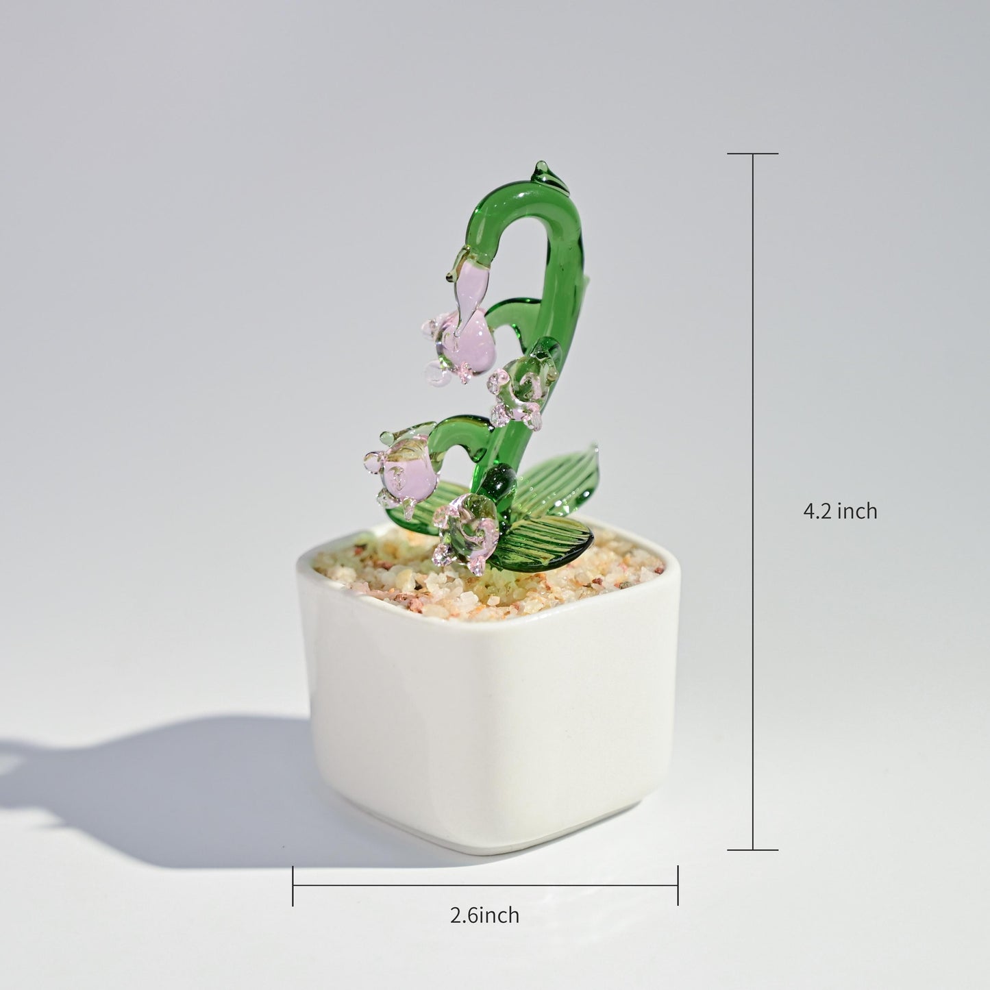 Handmade Glass Bluebell Flower & Succulent Figurines, Mini Glass Plants, Valentine's Gift, Cute Home Decoration, Stained glass Plants