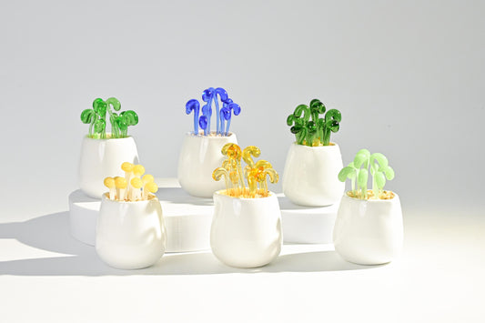 Handmade Glass Cactus & Succulent Figurines, Mini Glass Plants, Glass Desk Decor, Cute Home Decoration, Stained glass Plants