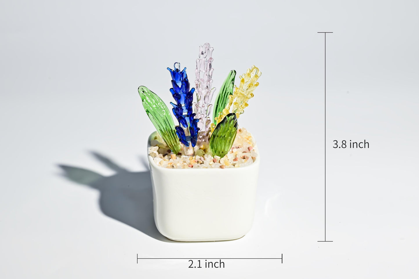 Handmade Glass Plant in Pot, Mini Glass Plant Figurine, Cute Desk Decor, Stained Glass Home Decoration, Unique Gift