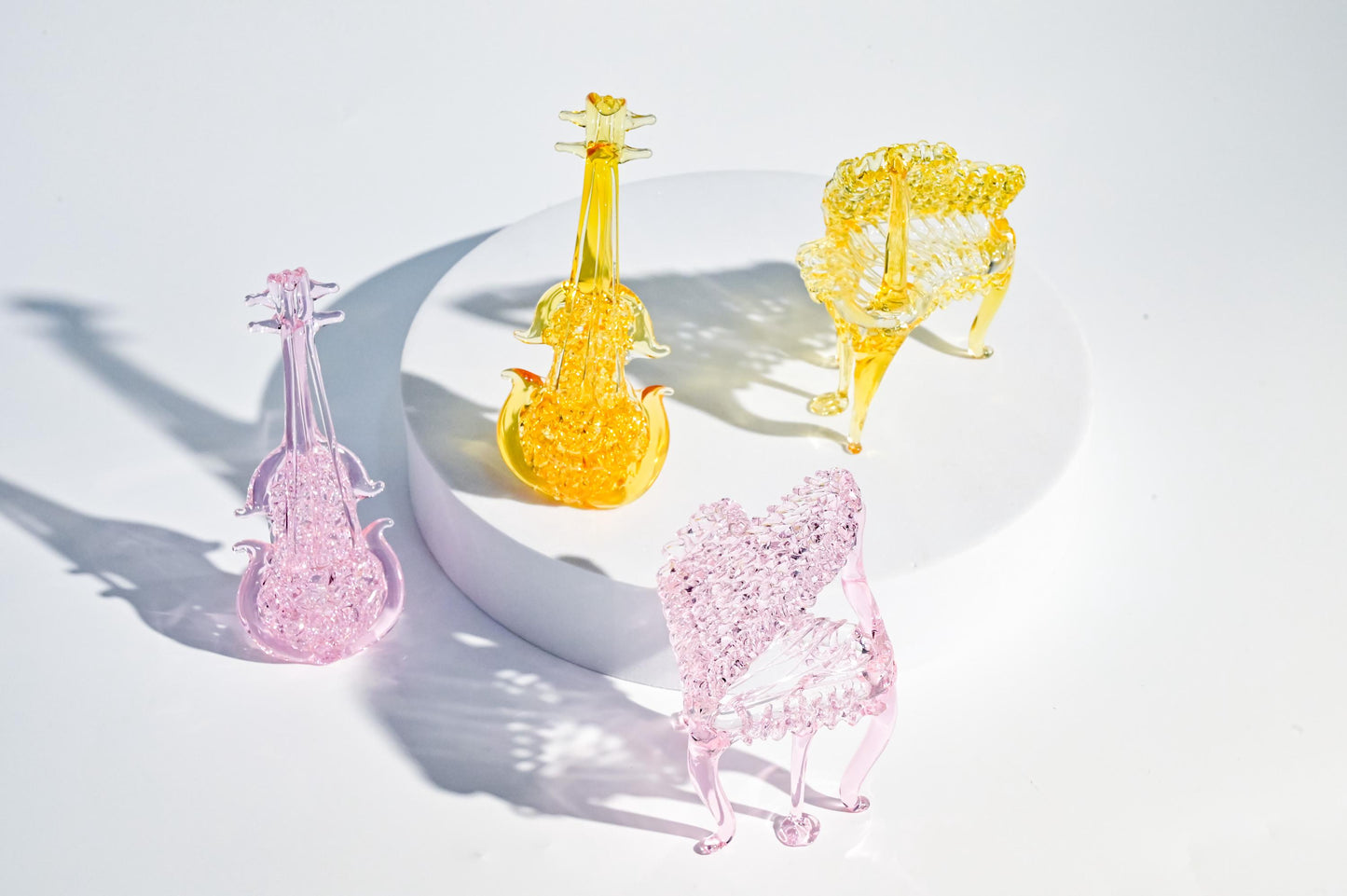 Hand-Blown Glass Piano & Violin Figurines | Mini Music Room Decor | Musician Gift | Desk Shelf Ornament | Handmade Glass Art| Christmas Gift