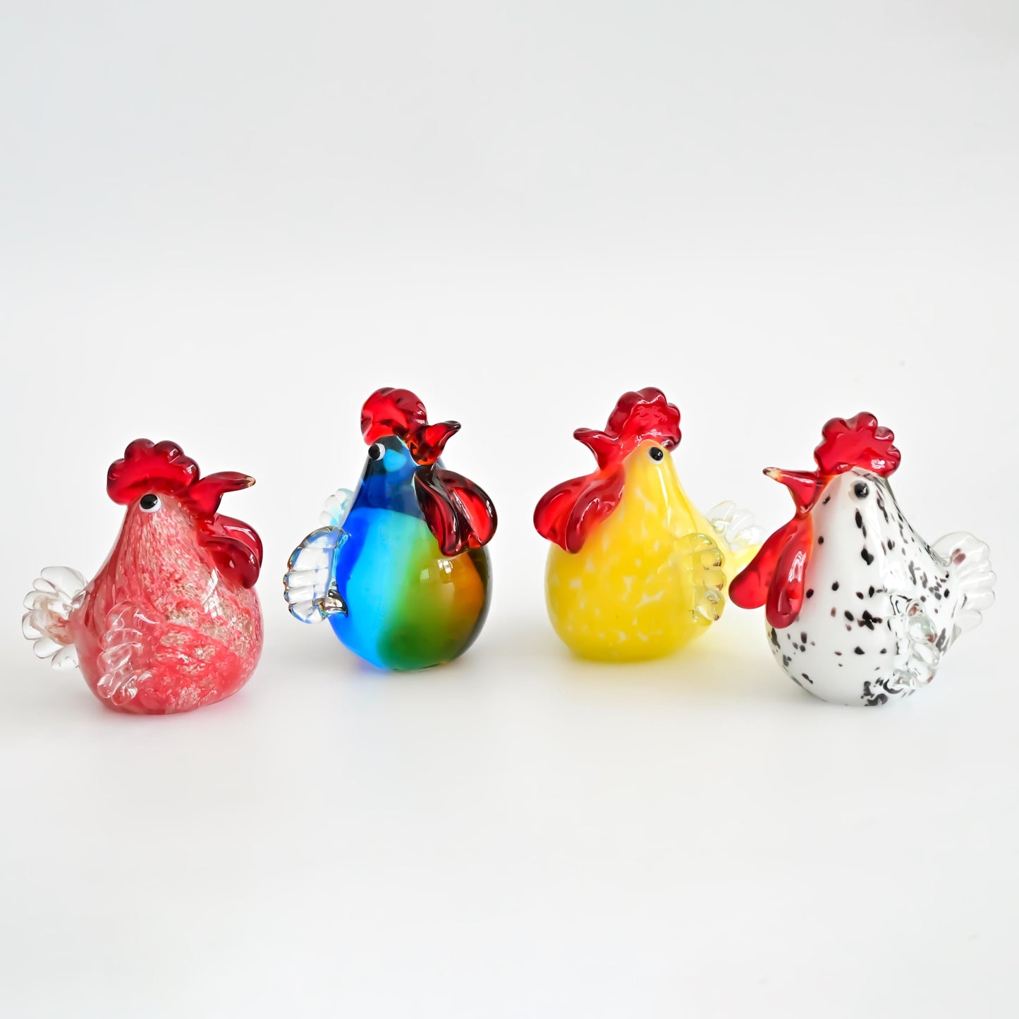Handmade Glass Rooster Figurine, Mini Glass Chicken, Cute Desk Decor, Glass Animal Sculpture, Small Home Decoration,  Christmas Gift Idea