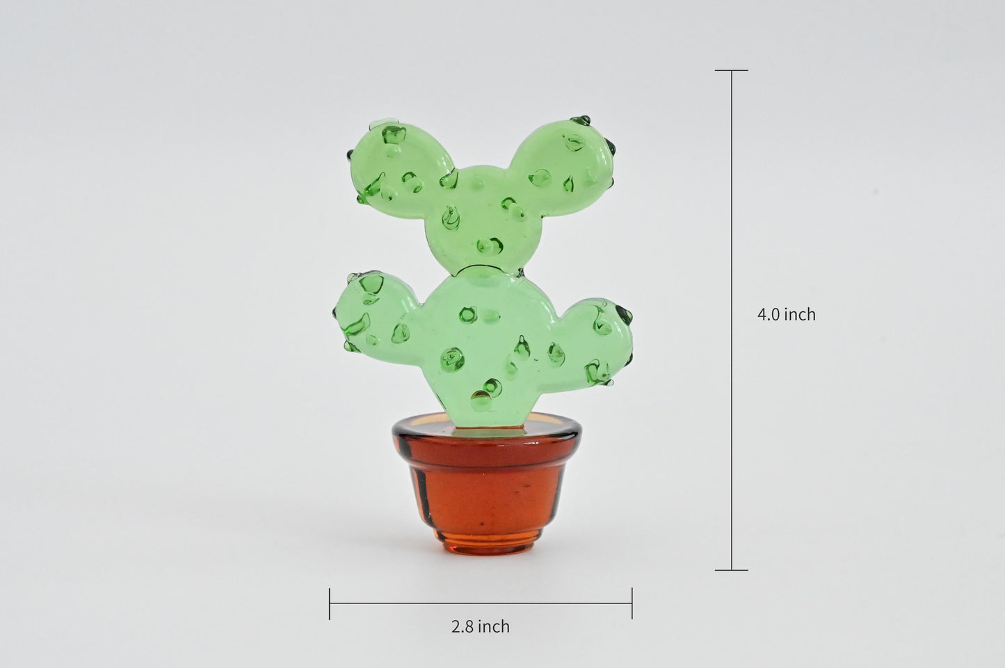 Handmade Glass Cactus Figurine, Mini Glass Plant Desk Decor, Cute Potted Succulent, Unique Home Decoration, Gift for Mom, Plant Lover Gift