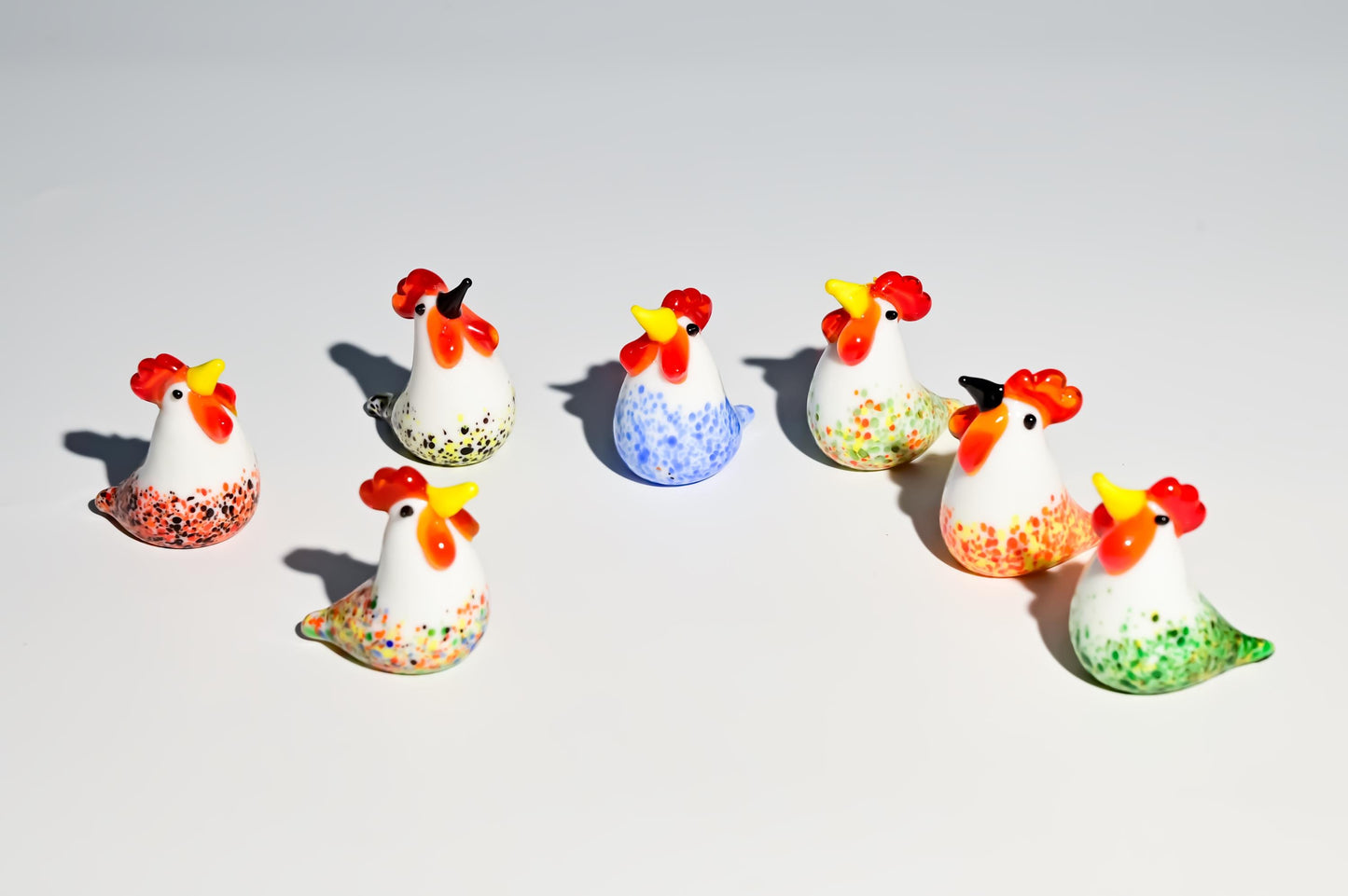 Handmade Glass Rooster Figurine, Mini Glass Chicken, Cute Desk Decor, Glass Animal Sculpture, Small Home Decoration,  Christmas Gift Idea