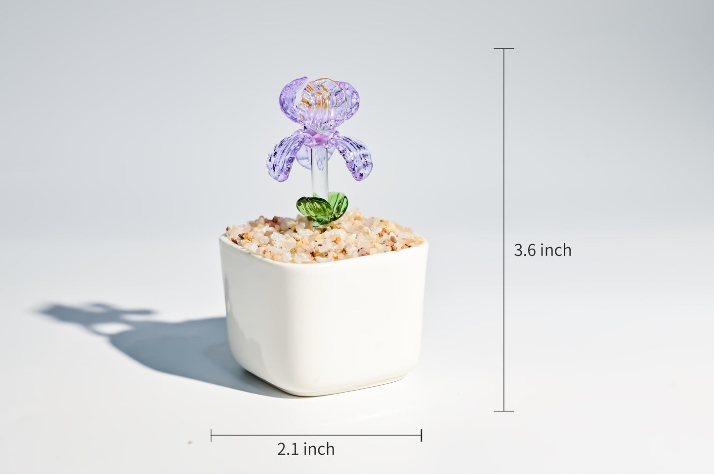 Handmade Glass Flower Figurine, Mini Stained Glass Tulip, Desk Decor