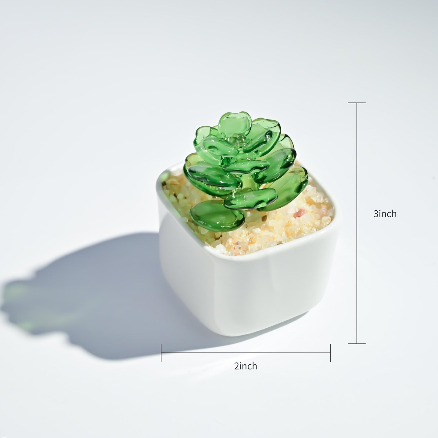 Handmade Glass Succulent, Mini Cactus Figurine, Desk Decor
