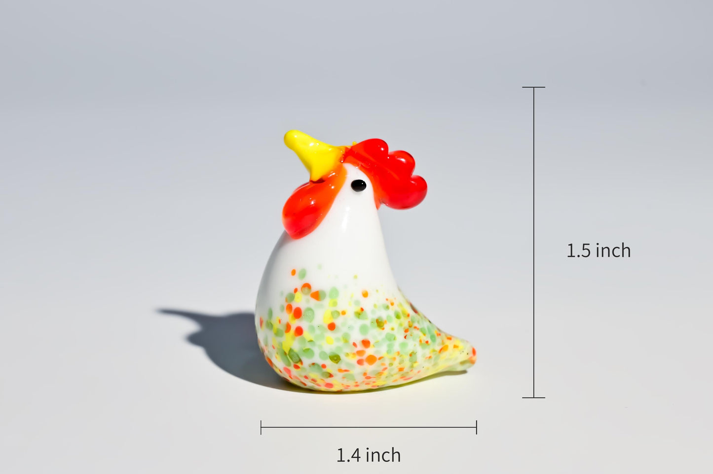 Handmade Glass Rooster Figurine, Mini Glass Chicken, Cute Desk Decor, Glass Animal Sculpture, Small Home Decoration,  Christmas Gift Idea