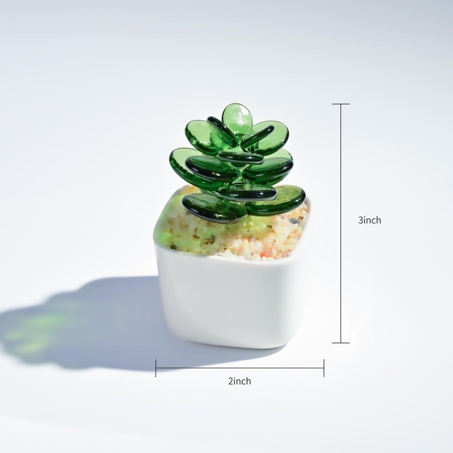 Handmade Glass Succulent, Mini Cactus Figurine, Desk Decor