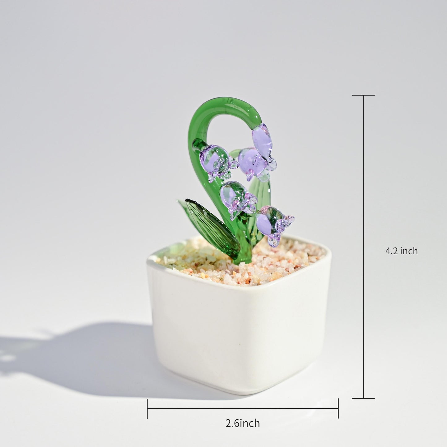 Handmade Glass Bluebell Flower & Succulent Figurines, Mini Glass Plants, Valentine's Gift, Cute Home Decoration, Stained glass Plants