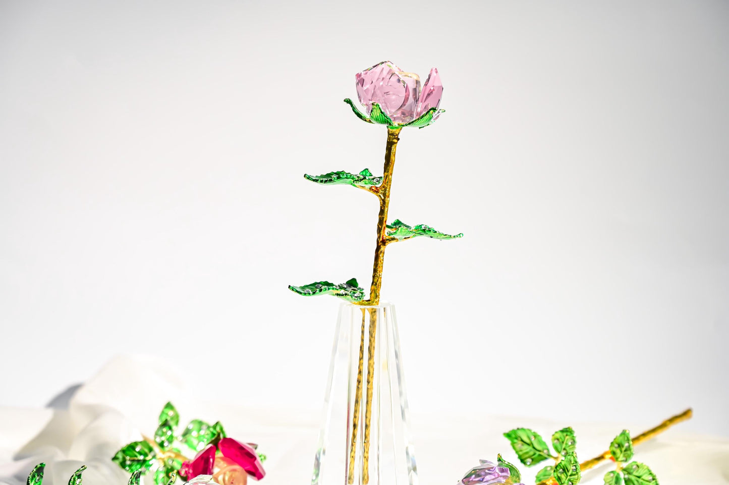 Handmade Glass Rose Figurine, Valentine Gift, Romantic Home Decor, Cute Desk Decoration, Stained Glass Rose,  Gift for Her, Anniversary Gift