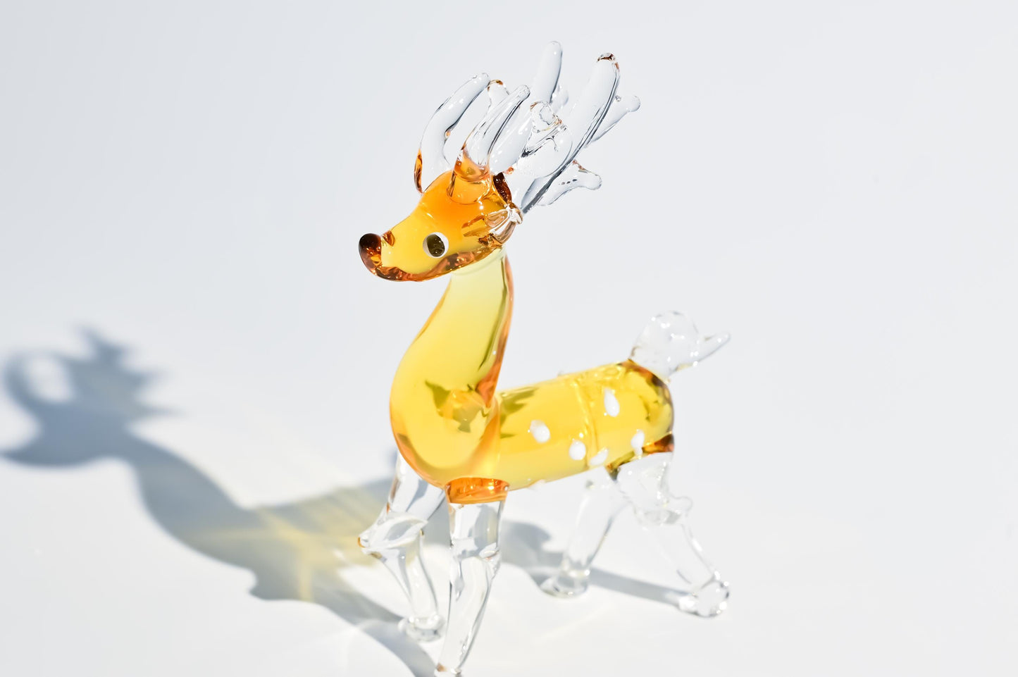 Handmade Glass Deer Figurine | Blown Glass Fawn Sculpture | Mini Glass Animal Decor | Cute Desk Ornament | Unique Handmade Gift