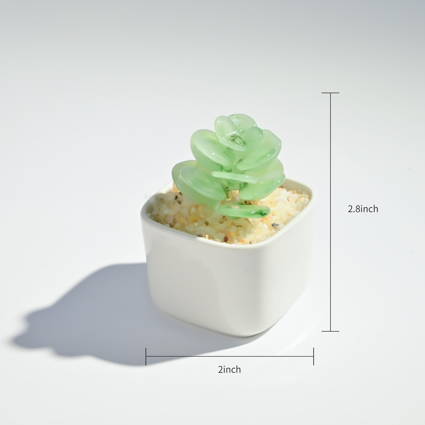 Handmade Glass Succulent, Mini Cactus Figurine, Desk Decor