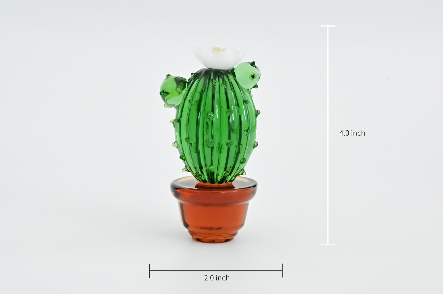 Handmade Glass Cactus Figurine, Mini Glass Plant Desk Decor, Cute Potted Succulent, Unique Home Decoration, Gift for Mom, Plant Lover Gift