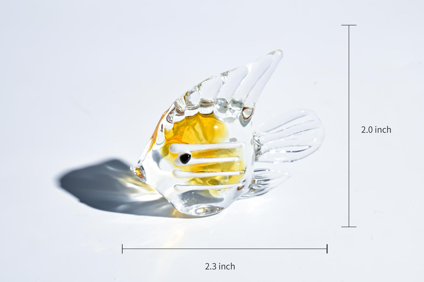 Hand-Blown Glass Fish Figurine, Clear Mini Fish Sculpture, Cute Desk Ornament, Lucky Gift for Aquarium Lovers and Collectors, Christmas