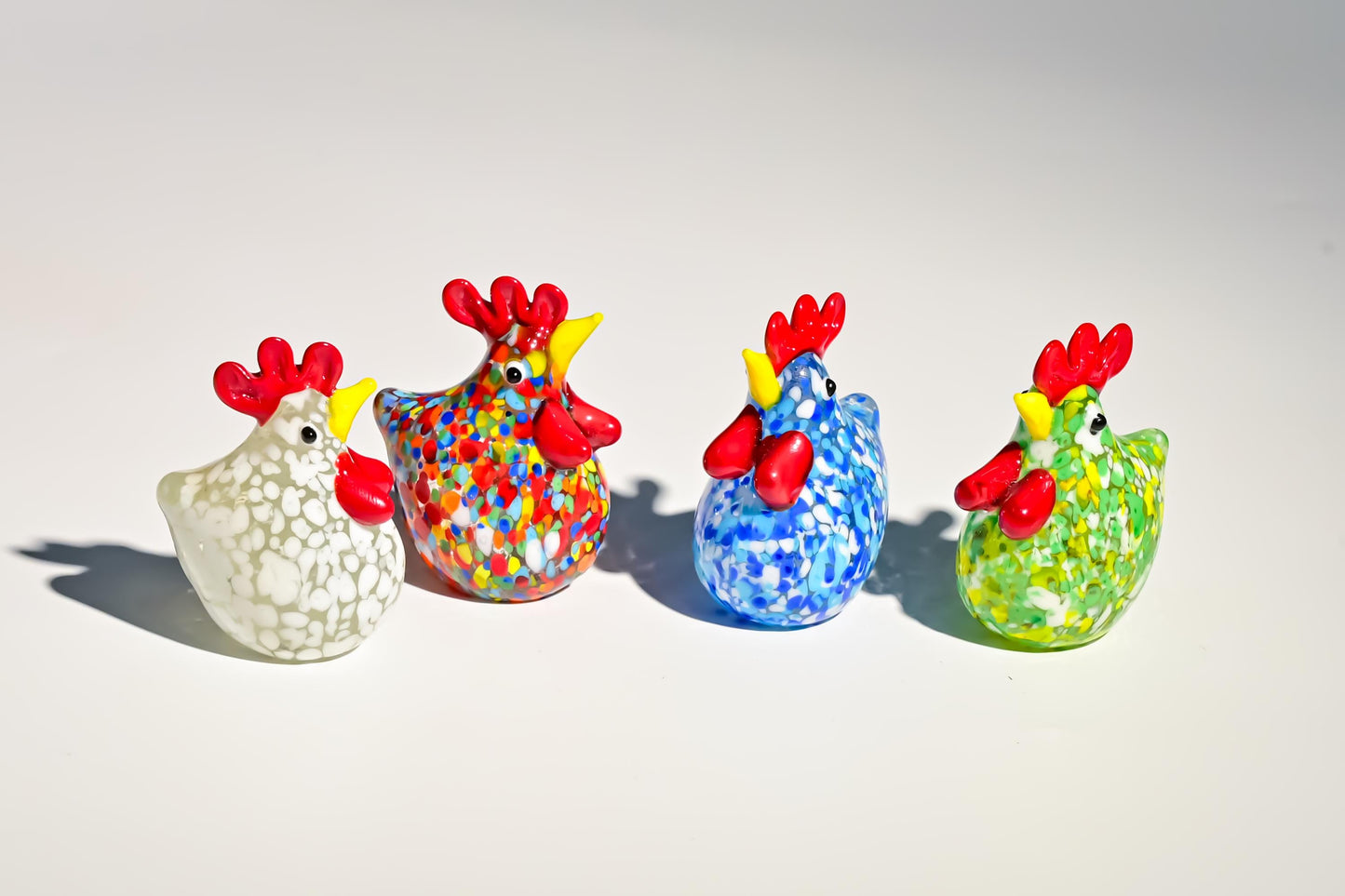 Handmade Glass Rooster Figurine, Mini Glass Chicken, Cute Desk Decor, Glass Animal Sculpture, Small Home Decoration,  Christmas Gift Idea