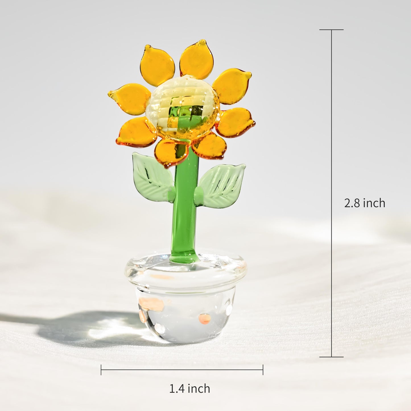 Handmade Glass Sunflower Figurine, Mini Stained Glass Flower, Cute Desk Decor, Small Home Decoration, Unique Gift for Her, Miniature model