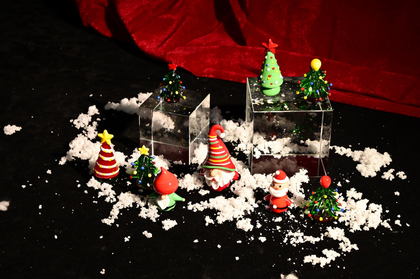 Handmade Glass Christmas Tree, Mini Holiday Figurine