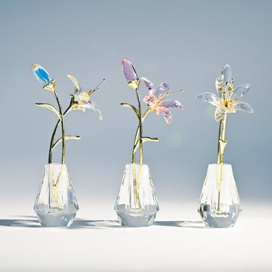 Handmade Glass Lily Flower | Glass Lily Sculpture | Crystal Glass Flower Decor | Mini Glass Floral Ornament | Easter gifts | Easter Lily