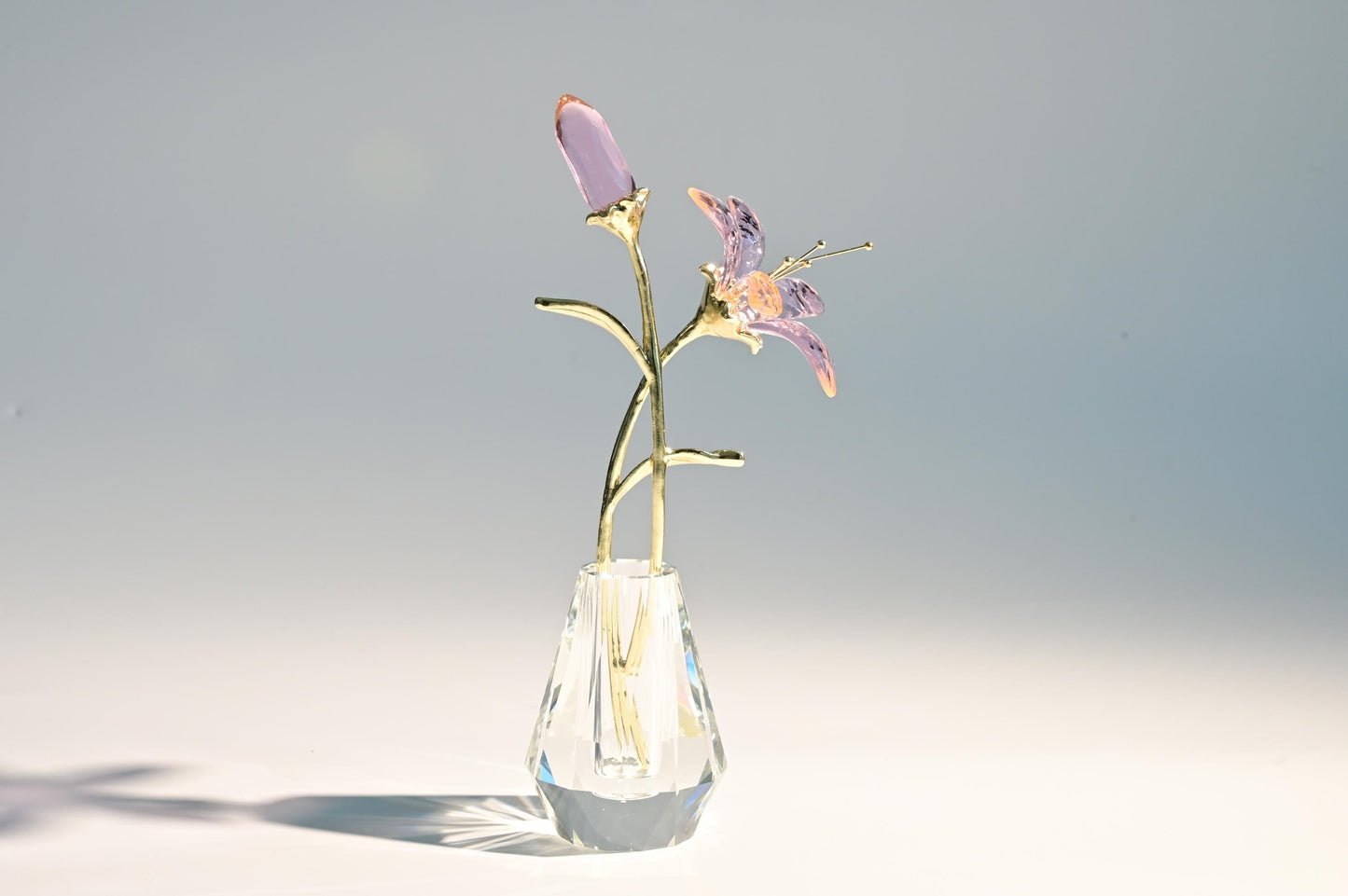 Handmade Glass Lily Flower | Glass Lily Sculpture | Crystal Glass Flower Decor | Mini Glass Floral Ornament | Easter gifts | Easter Lily