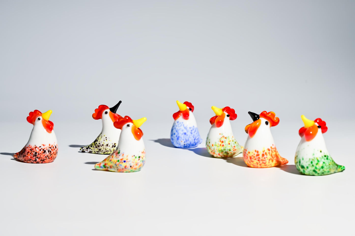 Handmade Glass Rooster Figurine, Mini Glass Chicken, Cute Desk Decor, Glass Animal Sculpture, Small Home Decoration,  Christmas Gift Idea