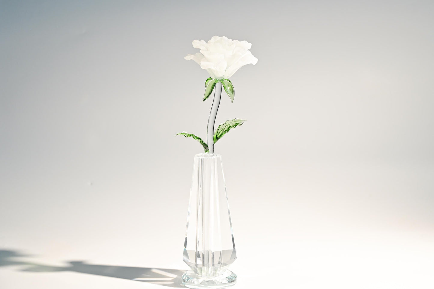 Handblown Glass Rose Flower - Everlasting Crystal Rose for Anniversary Gift, Personalized Birth Month Floral Decor, Unique Valentine Gift