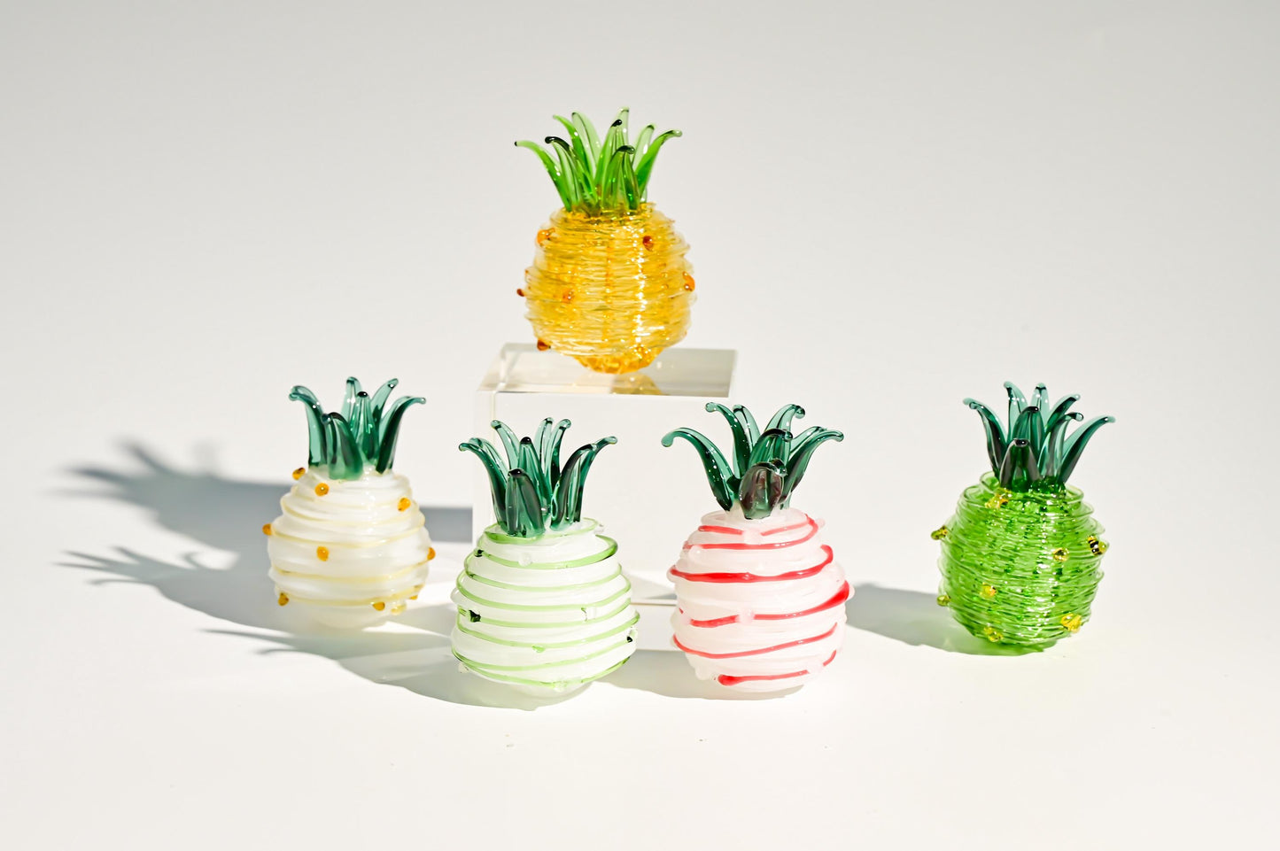 Handcrafted Mini Glass Pineapple, Tropical Fruit Sculpture, Cute Desk Display, Home Decor Accent, Unique Gift for Her, Fruit Lover Gift