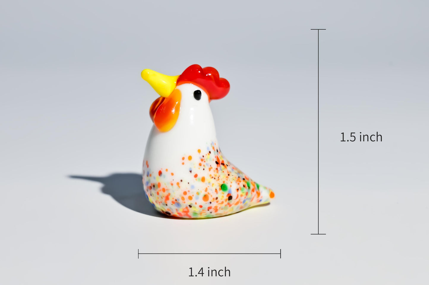 Handmade Glass Rooster Figurine, Mini Glass Chicken, Cute Desk Decor, Glass Animal Sculpture, Small Home Decoration,  Christmas Gift Idea