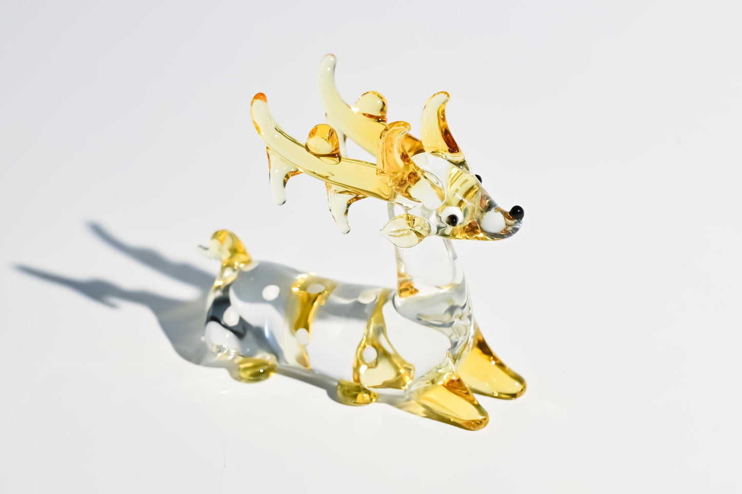 Handmade Glass Deer Figurine | Blown Glass Fawn Sculpture | Mini Glass Animal Decor | Cute Desk Ornament | Unique Handmade Gift