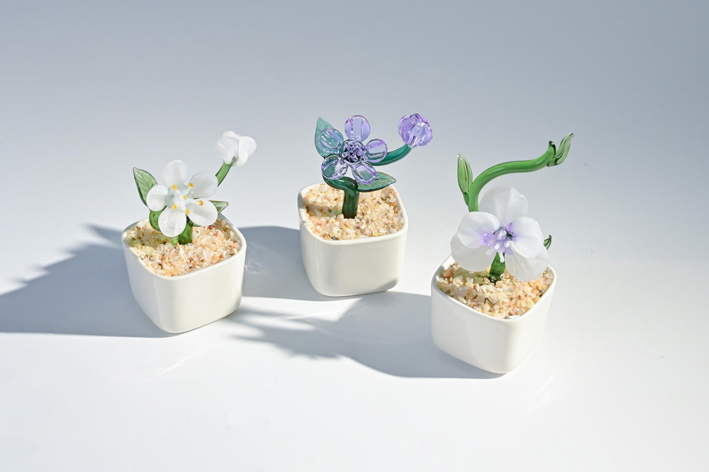 Handmade Glass Cactus & Succulent Figurines, Mini Glass Plants, Glass Desk Decor, Cute Home Decoration, Stained glass Plants