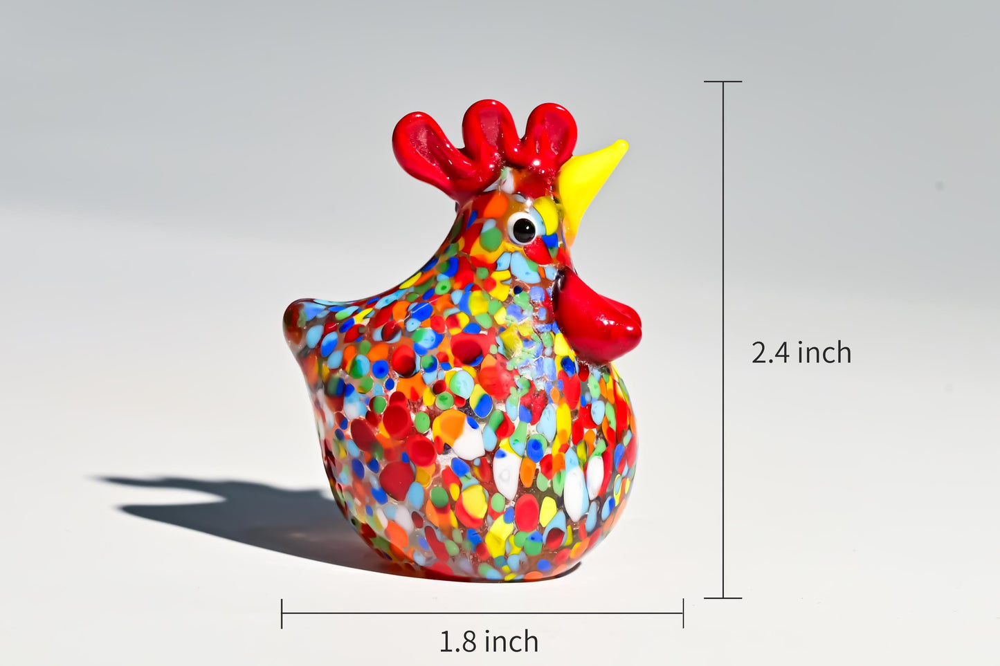 Handmade Glass Rooster Figurine, Mini Glass Chicken, Cute Desk Decor, Glass Animal Sculpture, Small Home Decoration,  Christmas Gift Idea