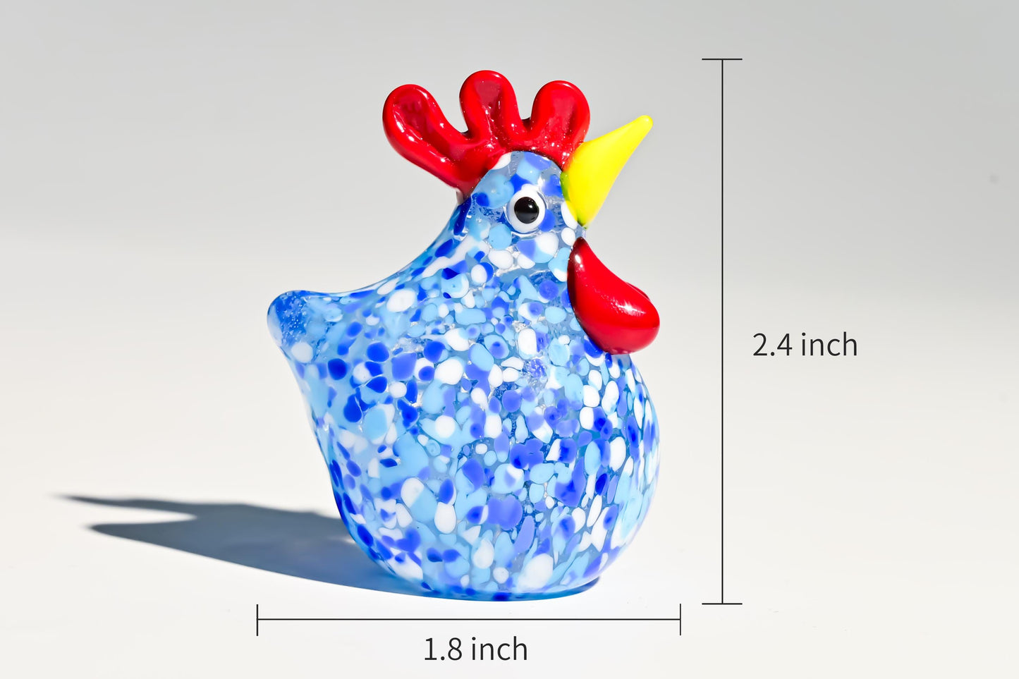 Handmade Glass Rooster Figurine, Mini Glass Chicken, Cute Desk Decor, Glass Animal Sculpture, Small Home Decoration,  Christmas Gift Idea