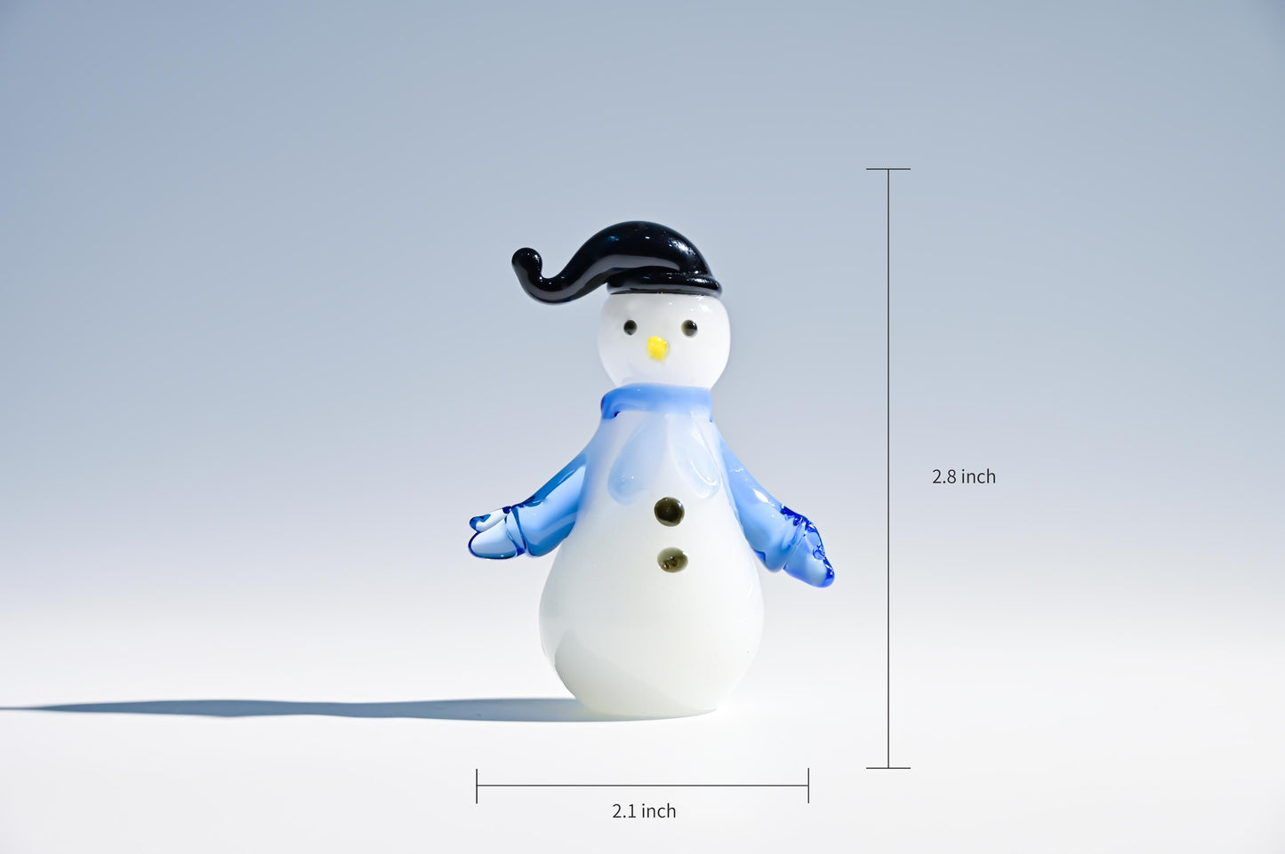 Handmade Glass Snowman Figurine, Christmas Ornament, Winter Holiday Decor, Cute Mini Snowman, Secret Santa Gift,  Gift for Mom