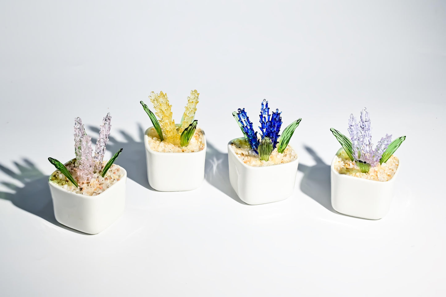 Handmade Glass Plant in Pot, Mini Glass Plant Figurine, Cute Desk Decor, Stained Glass Home Decoration, Unique Gift