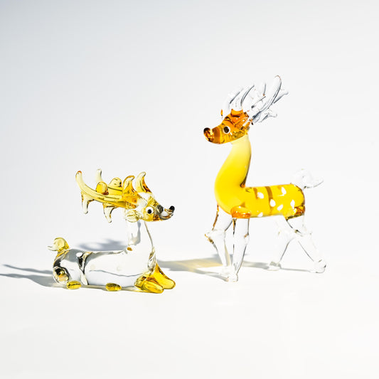 Handmade Glass Deer Figurine | Blown Glass Fawn Sculpture | Mini Glass Animal Decor | Cute Desk Ornament | Unique Handmade Gift