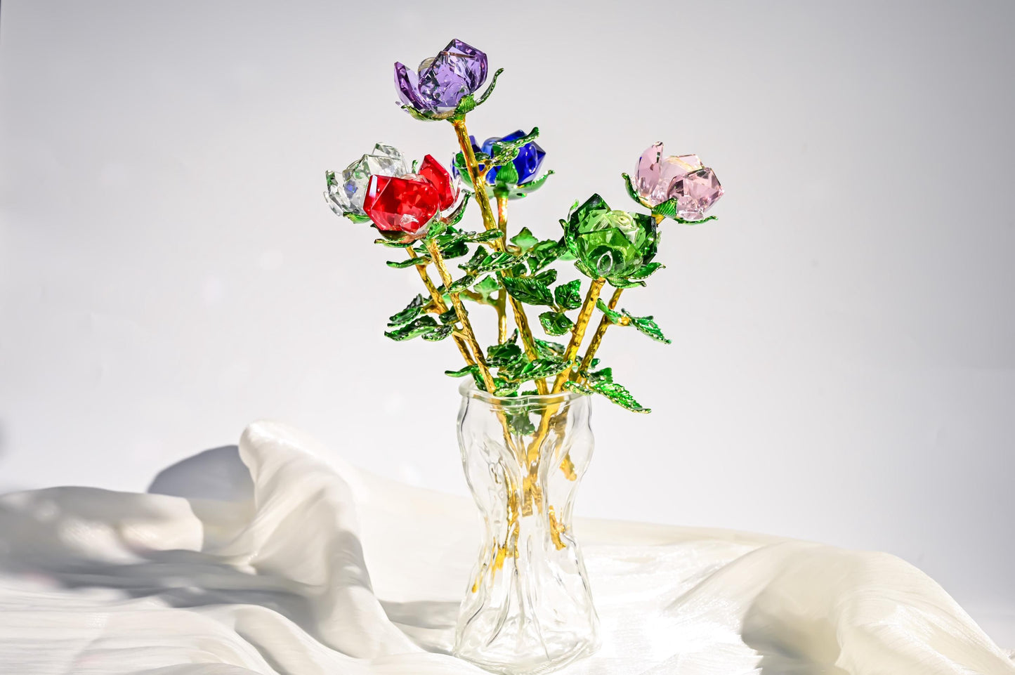 Handmade Glass Rose Figurine, Valentine Gift, Romantic Home Decor, Cute Desk Decoration, Stained Glass Rose,  Gift for Her, Anniversary Gift